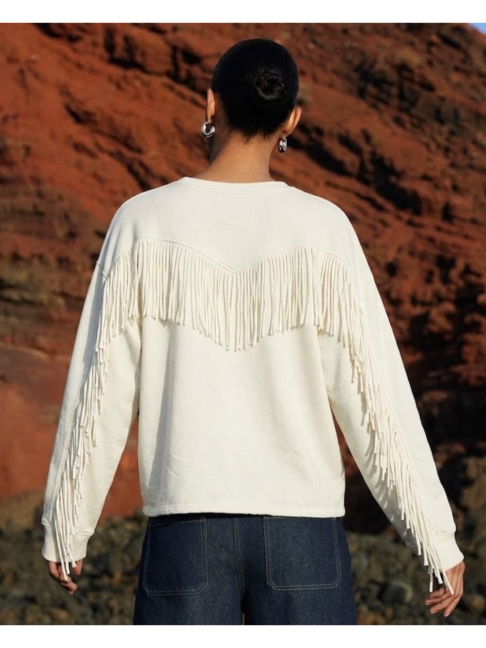 Idyllwind Fringe Sweatshirt Ivory Western Country Coastal Cowgirl size XXL